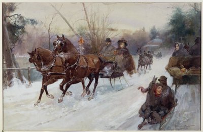 Sleetje rijden in het Park, 1896 door Walter Granville Smith